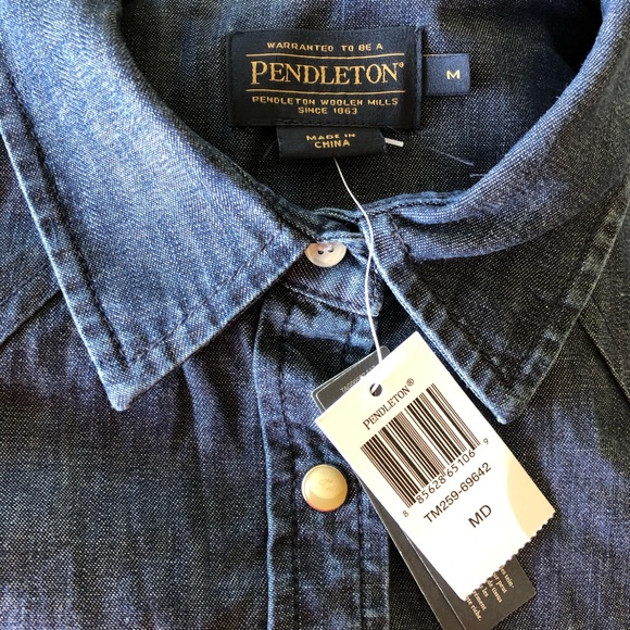Pendleton Denim Blue Short Sleeve Button DownShirt - Picture 6 of 6